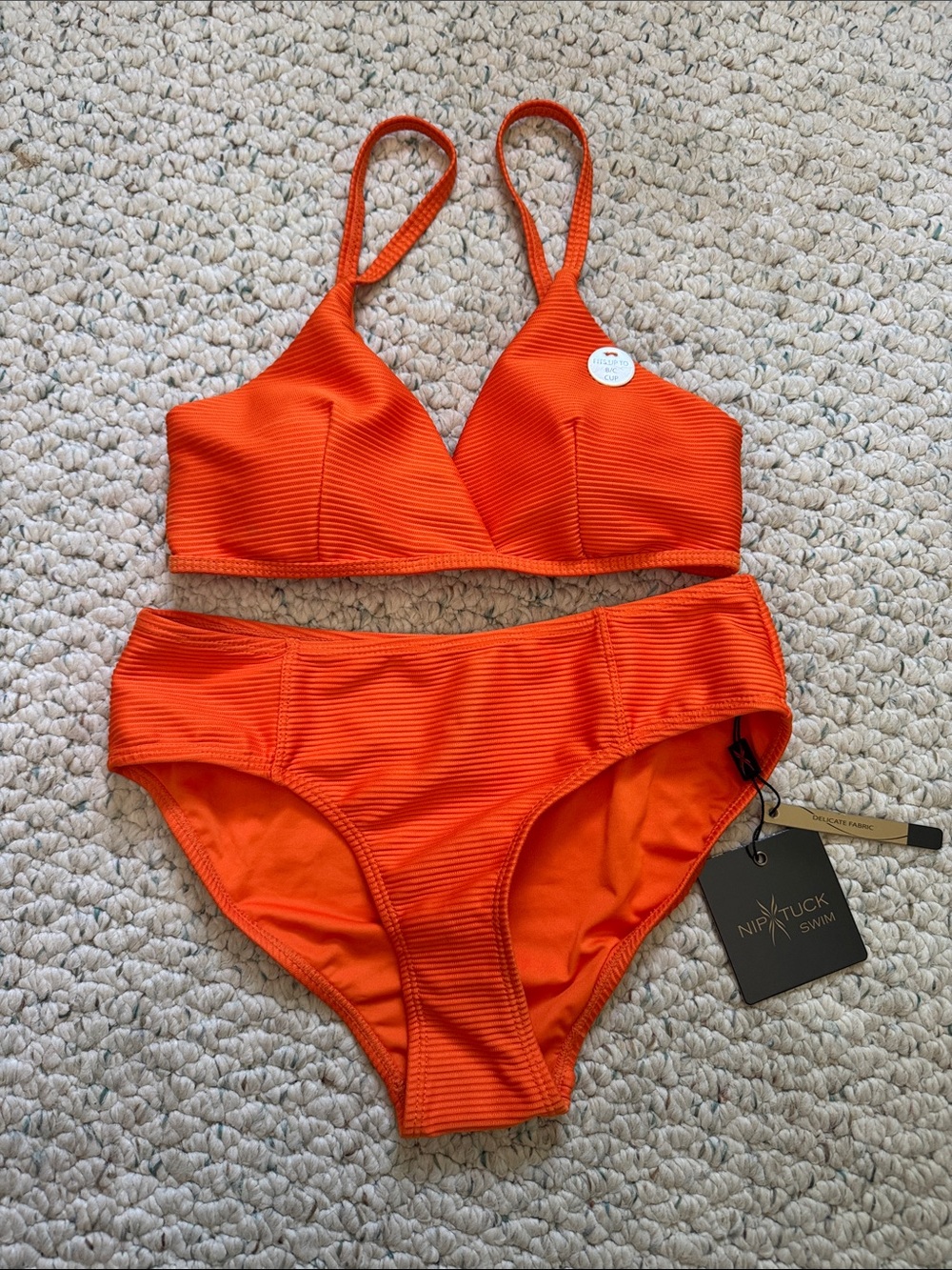 Nip/Tuck Orange Ribbed Bikini Set